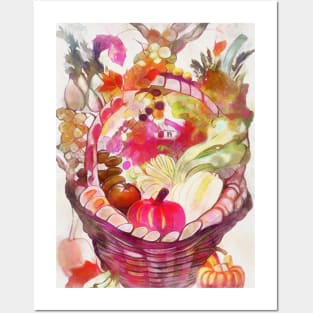 Fruits and vegetables in a basket digital art Posters and Art